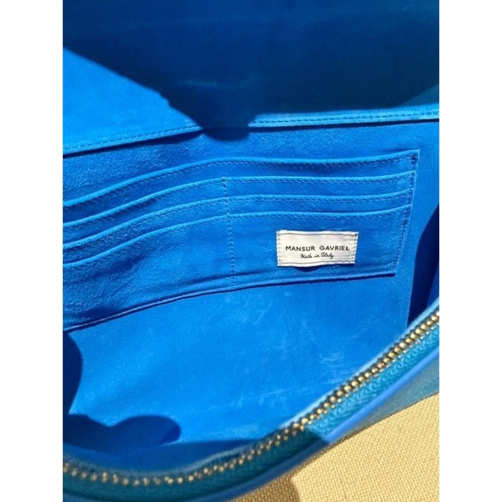Authentic MANSUR GAVRIEL Blue Suede Clutch - Picture 7 of 10